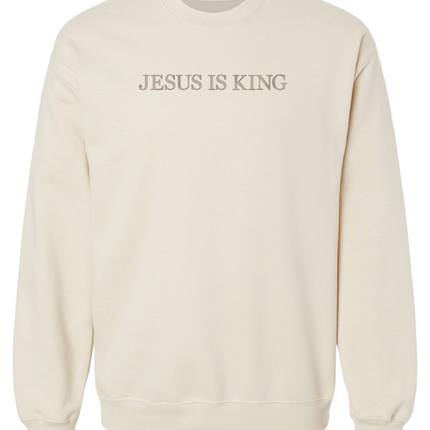 Christian Sweatshirt Embroidered Faith Apparel Unisex Crewneck Religious Clothing Inspirational Top Bible Study Outfit Christian Gift Comfortable Sweatshirt Jesus Is King