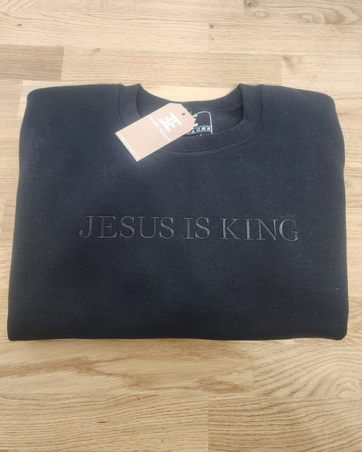 Christian Sweatshirt Embroidered Faith Apparel Unisex Crewneck Religious Clothing Inspirational Top Bible Study Outfit Christian Gift Comfortable Sweatshirt Jesus Is King